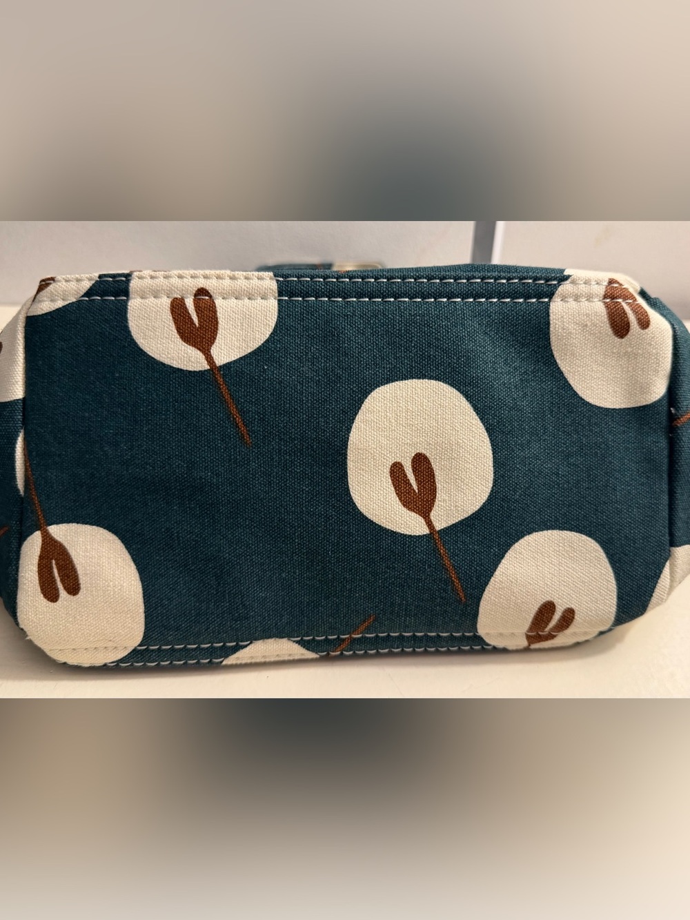 Maika mini tote in “Tansy” pattern with green, brown and cream colors. - Picture 6 of 7